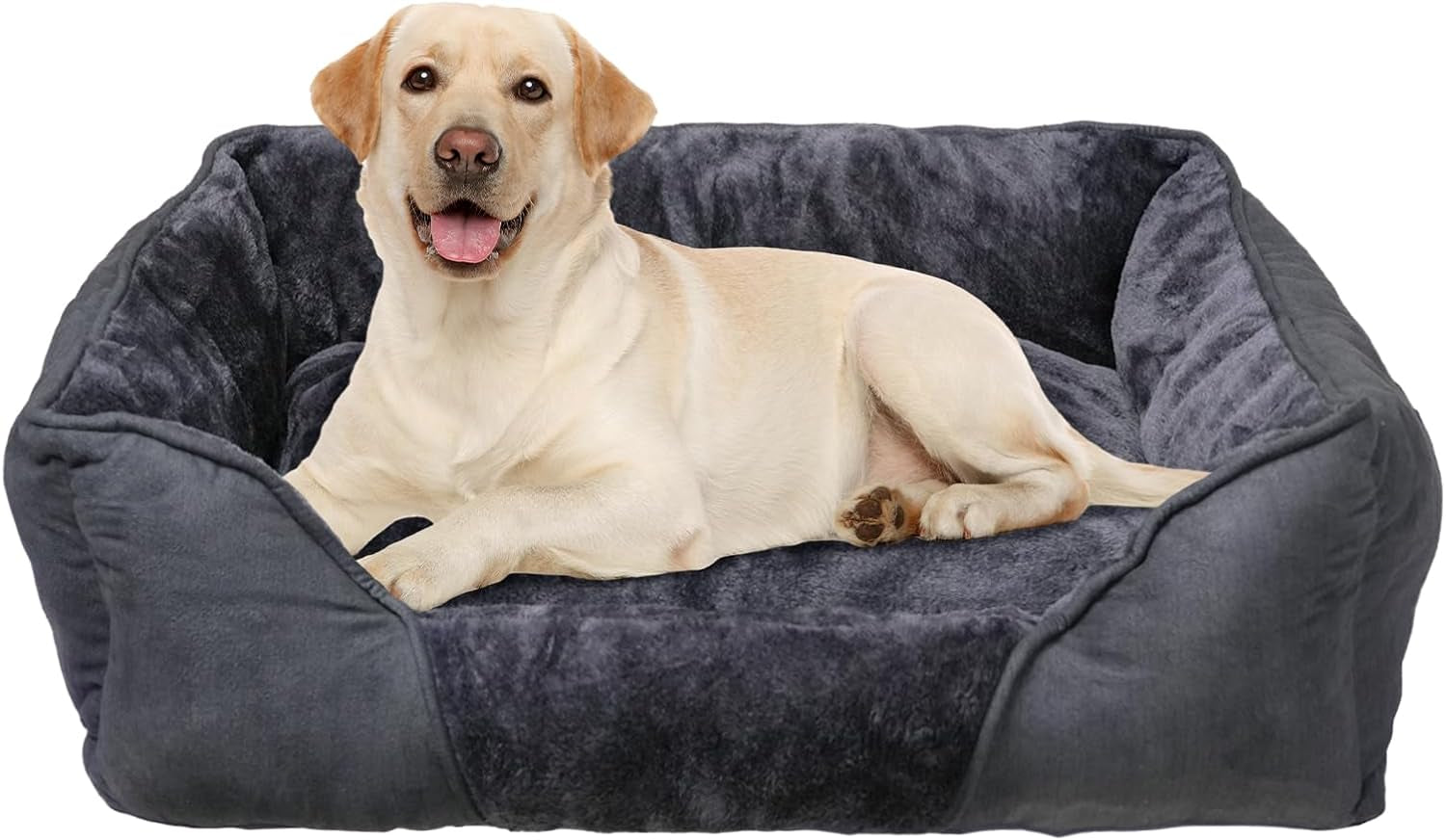 Large Dog Bed, Orthopaedic Anti-Slip Soft Calming Dog Bed with Removal Cushion, 76x61x23cm-XL