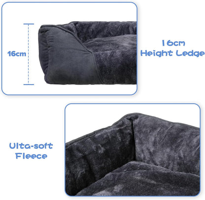 Large Dog Bed, Orthopaedic Anti-Slip Soft Calming Dog Bed with Removal Cushion, 76x61x23cm-XL