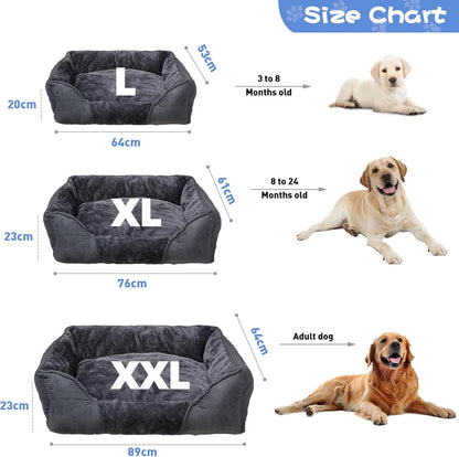 Large Dog Bed, Orthopaedic Anti-Slip Soft Calming Dog Bed with Removal Cushion, 76x61x23cm-XL