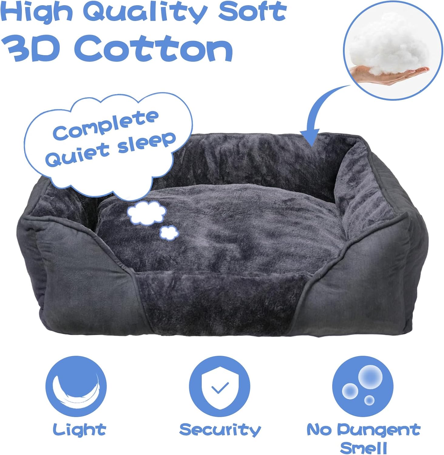 Large Dog Bed, Orthopaedic Anti-Slip Soft Calming Dog Bed with Removal Cushion, 76x61x23cm-XL